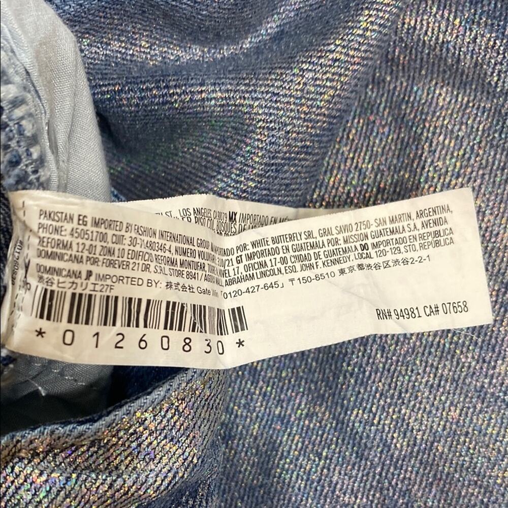 Forever 21 Wide Leg Jeans High Rise Metallic Silvery Iridescent 31” Inseam Denim - Picture 9 of 9